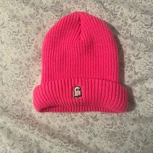 Hot Pink Lonely Ghost Beanie Winter Hat